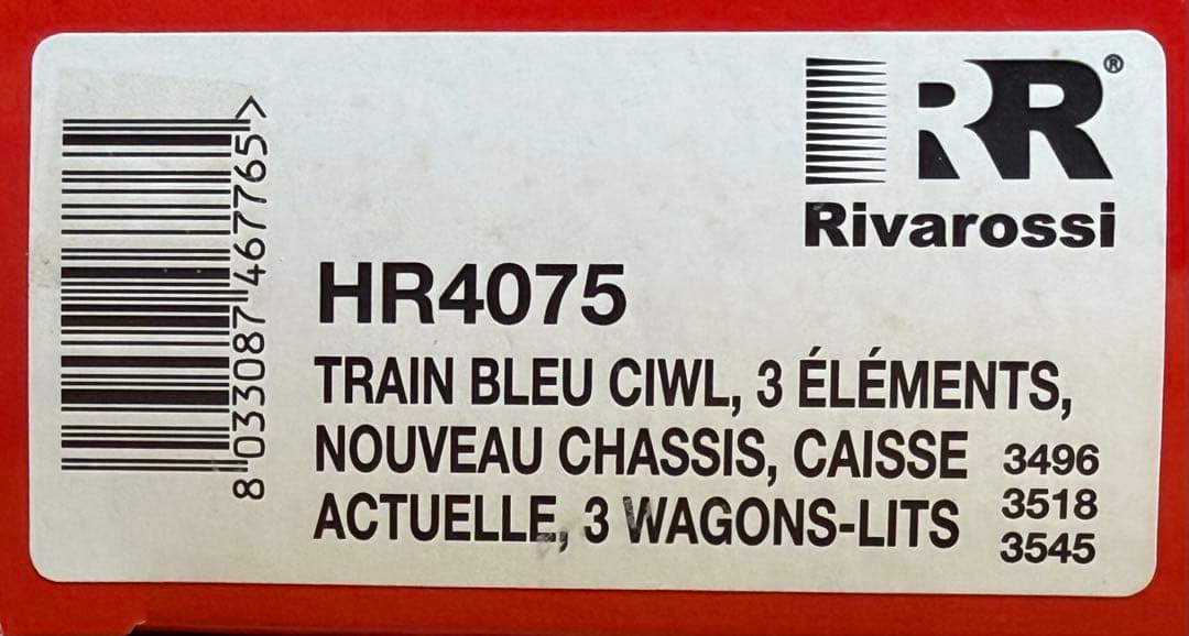 Rivarossi HR4075 TRAIN BLEU CIWL 客車3両セット