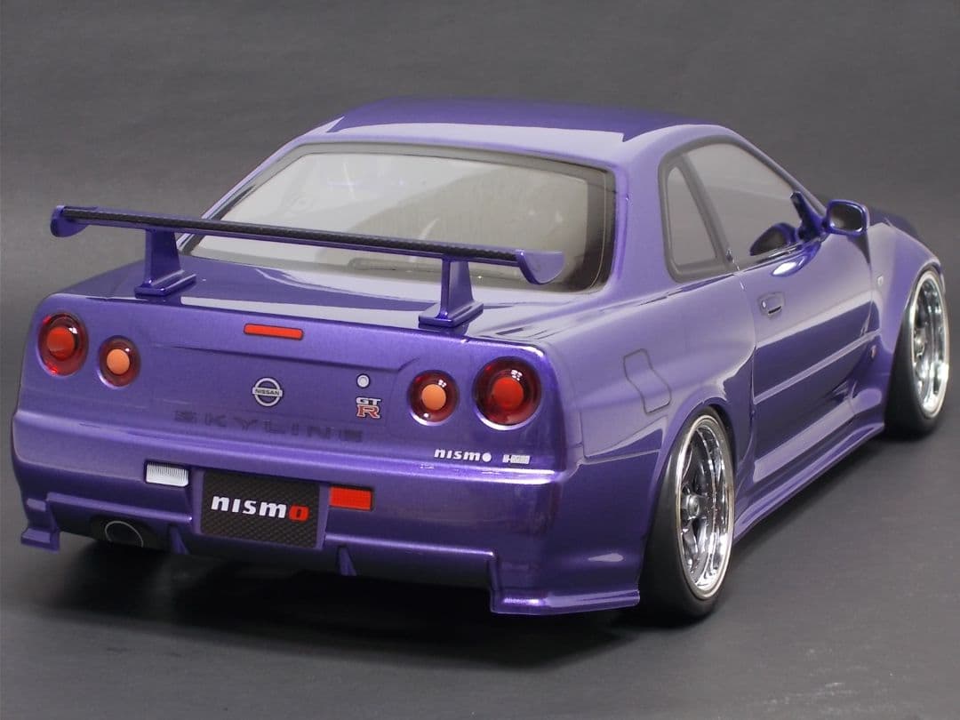 タミヤ R34 GT-R 塗装済完成ボディ　メタリックパープル／ガンメタル