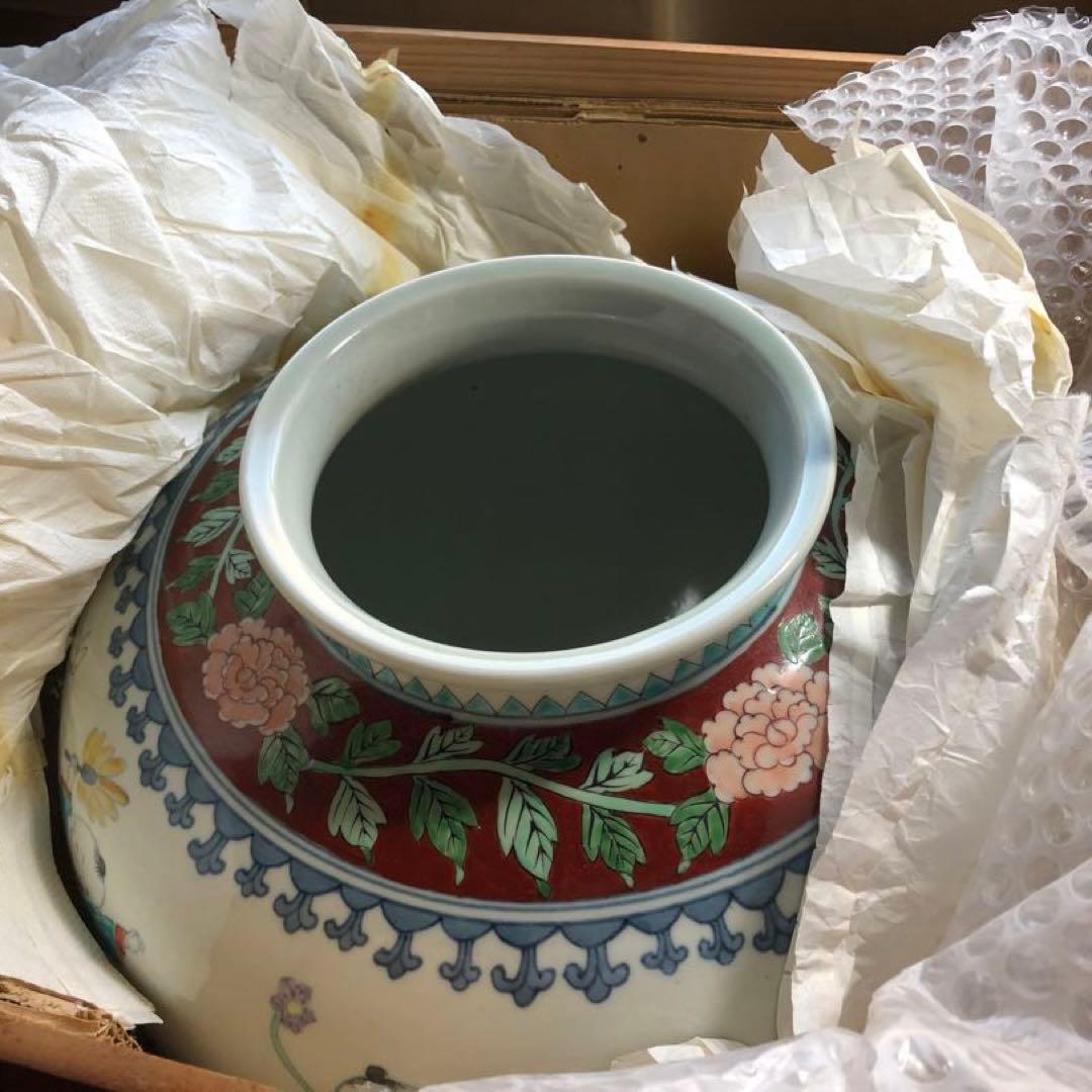 五代佐藤走波高さ約36.5cm染錦唐子遊図つぼ心和む優しい色使い約7.2kg