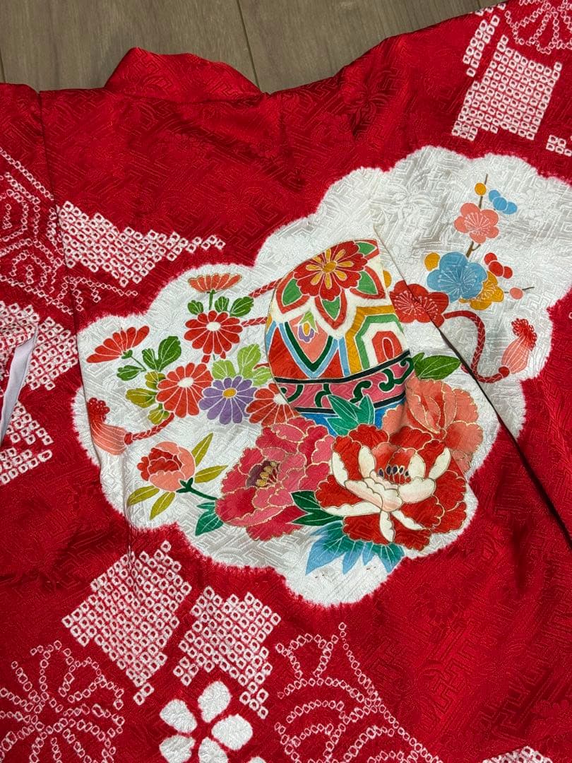 3歳着物　七五三　正絹　絞り　お着物　長襦袢　セット