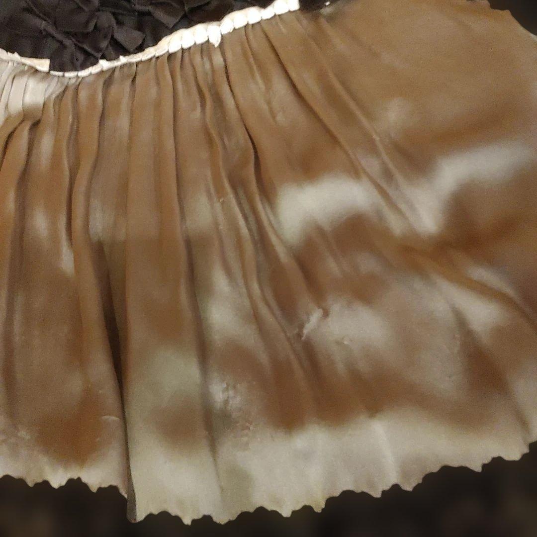 フレアスカート グレーと黒 リボン付きアンダーカバー