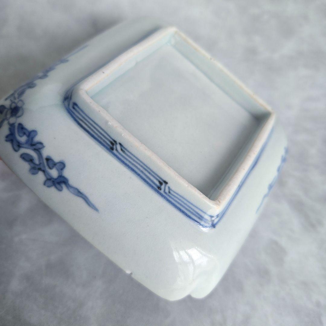 古伊万里 染付 小皿 江戸時代 骨董 金直し 金継ぎ アンティーク 花唐草