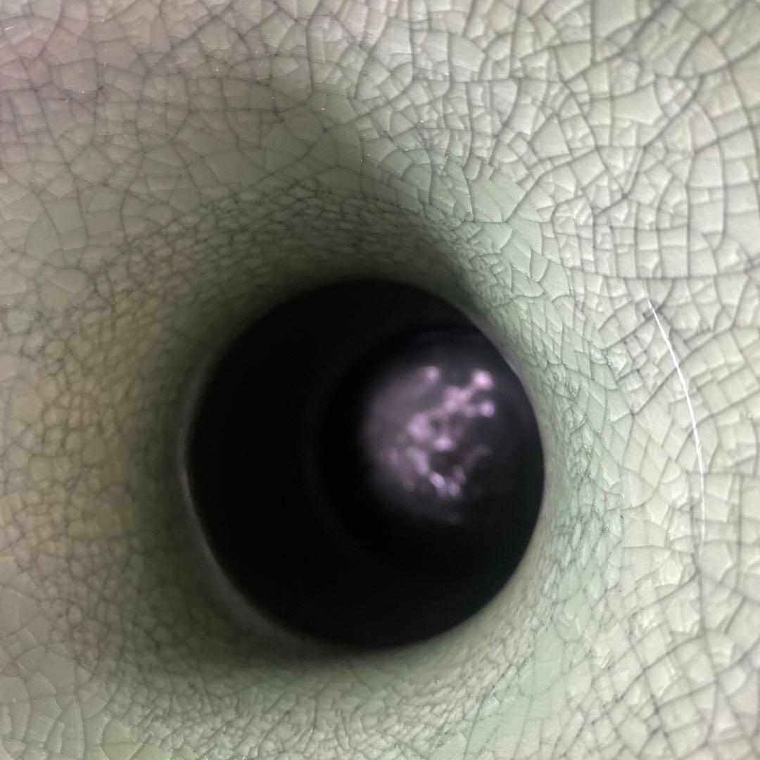 中国　古玩　青磁花瓶　【桐箱付】36cm18cm