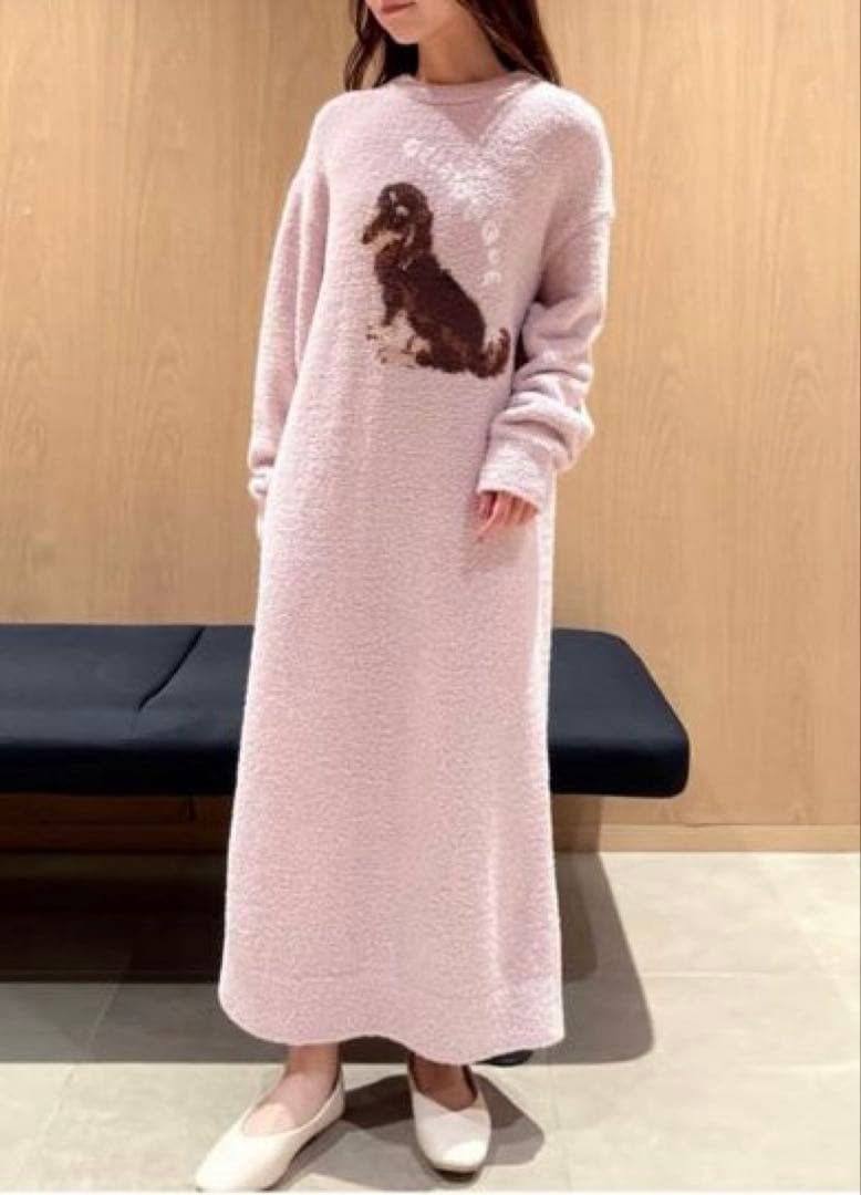 【新品】ジェラート　ダックスフンド柄DOG ジャガードワンピース　ピンク