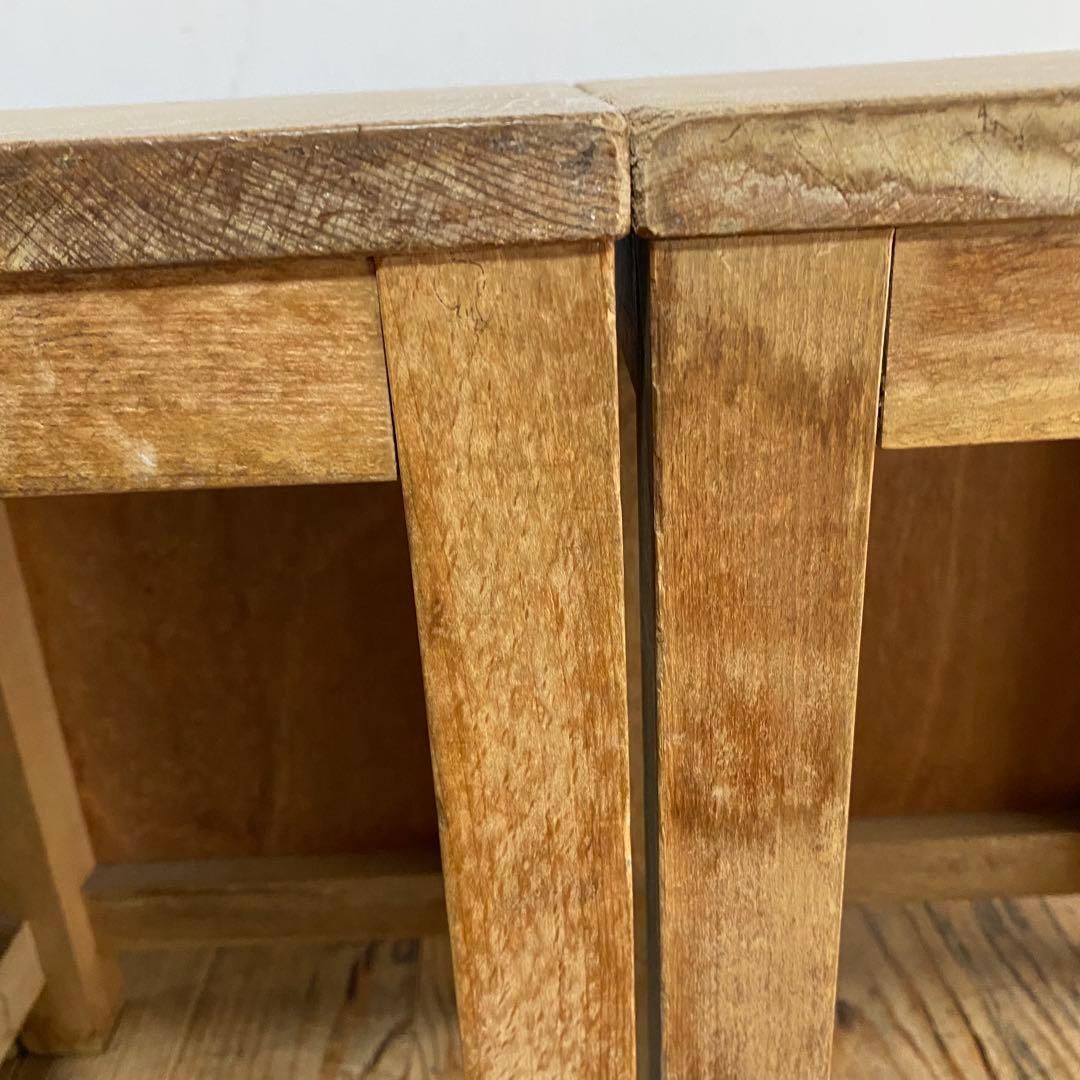 3脚セット アンティーク 角 スツール 椅子 植物台 昭和レトロ y84