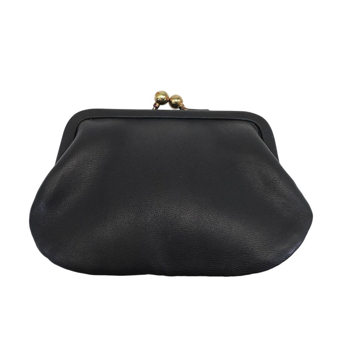 極美品 COACH コーチ がま口財布 小銭入れ ウォレット レザー 黒