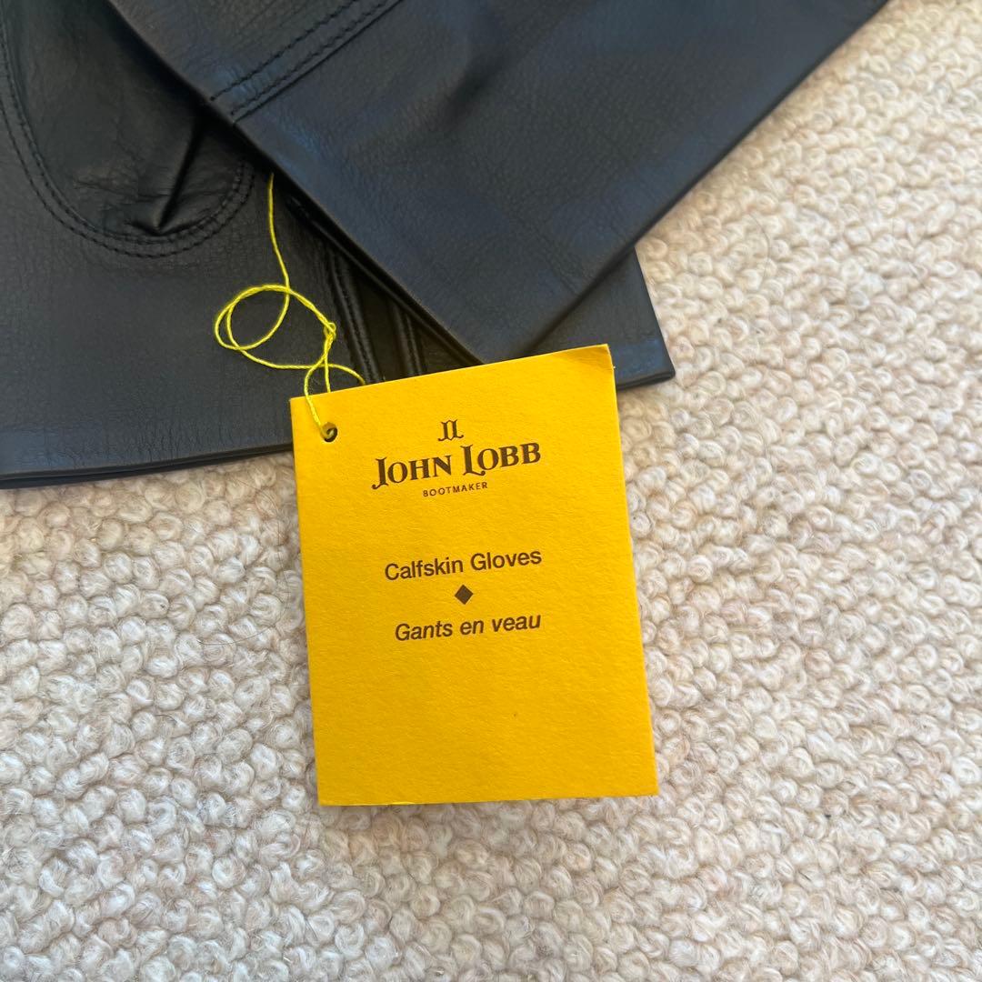 新品タグ付き】JOHN LOBB ブラックカーフスキンレザー手袋 サイズ9