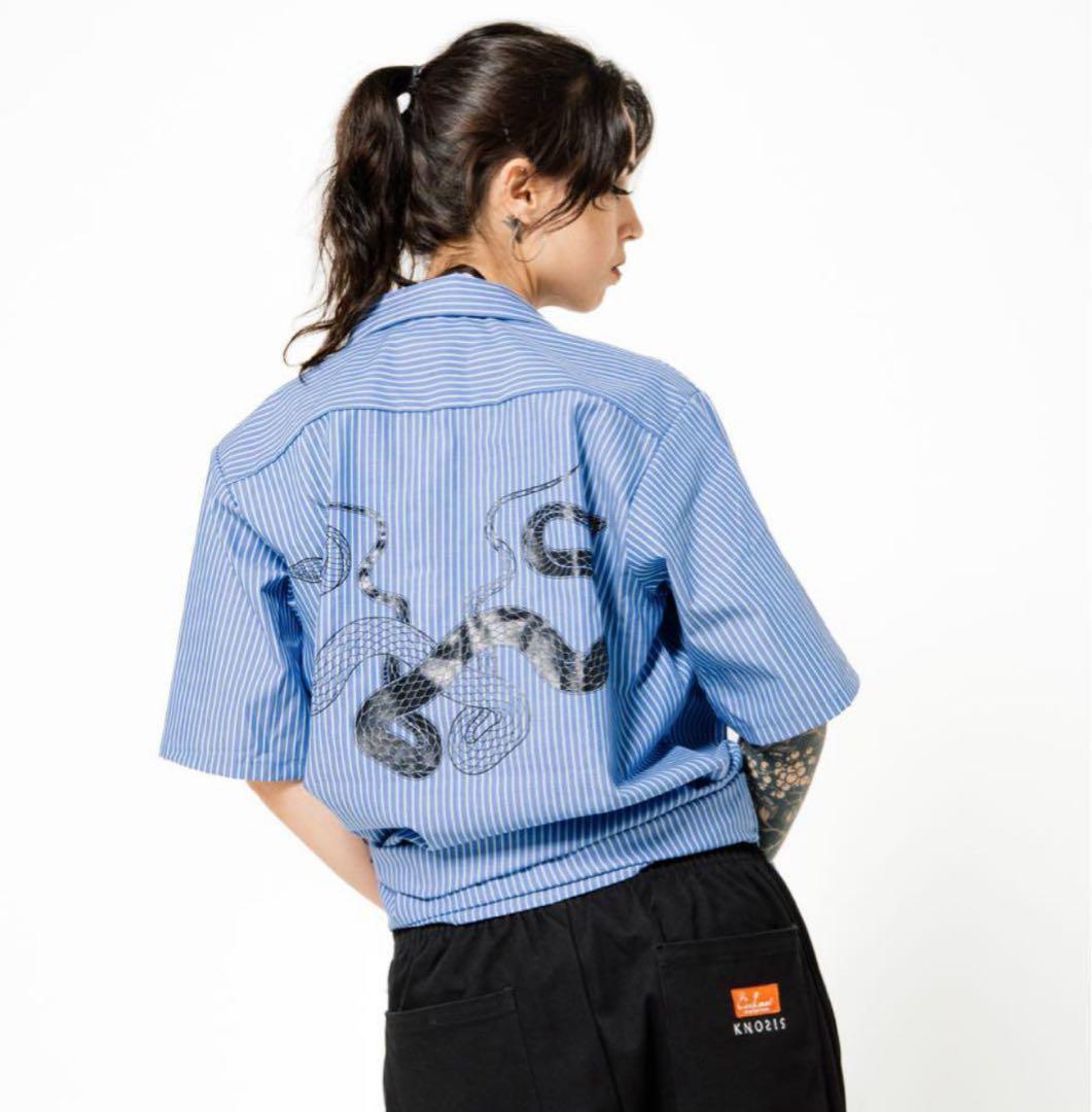 早い者勝ち】knosis ストライプ ワークシャツ 青 XL 新品未使用