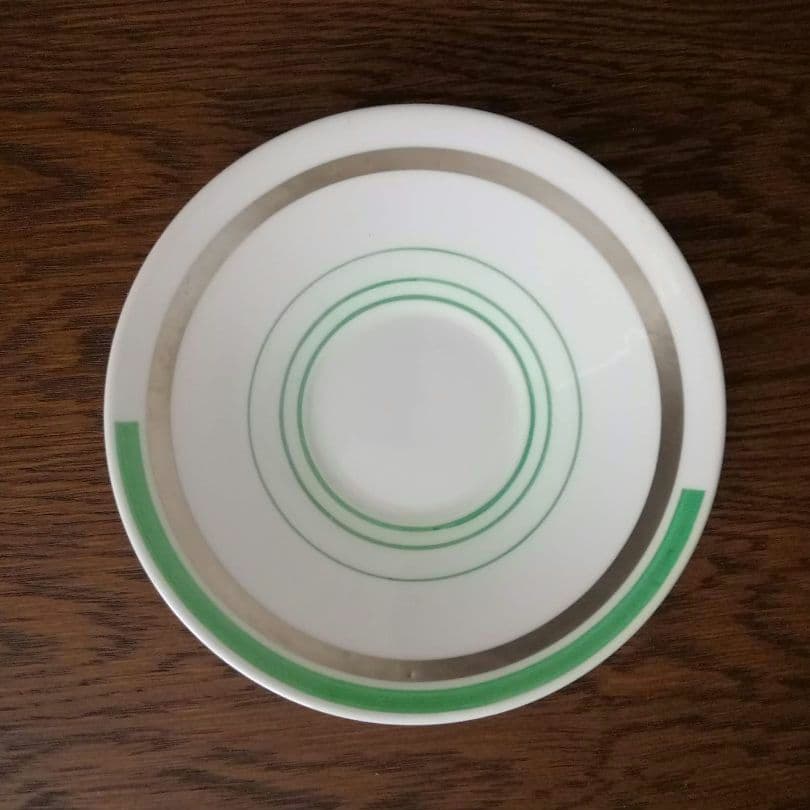 逸品 シェリー カッブ＆ソーサー アールデコ 銀彩幾何学模様