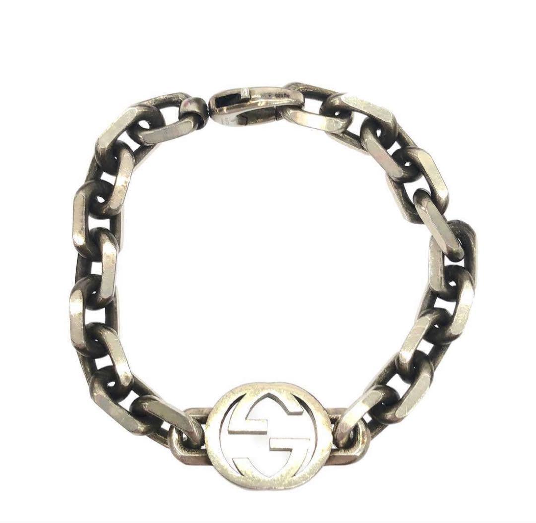 GUCCI グッチ インターロッキング チェーン ブレスレット シルバー 18