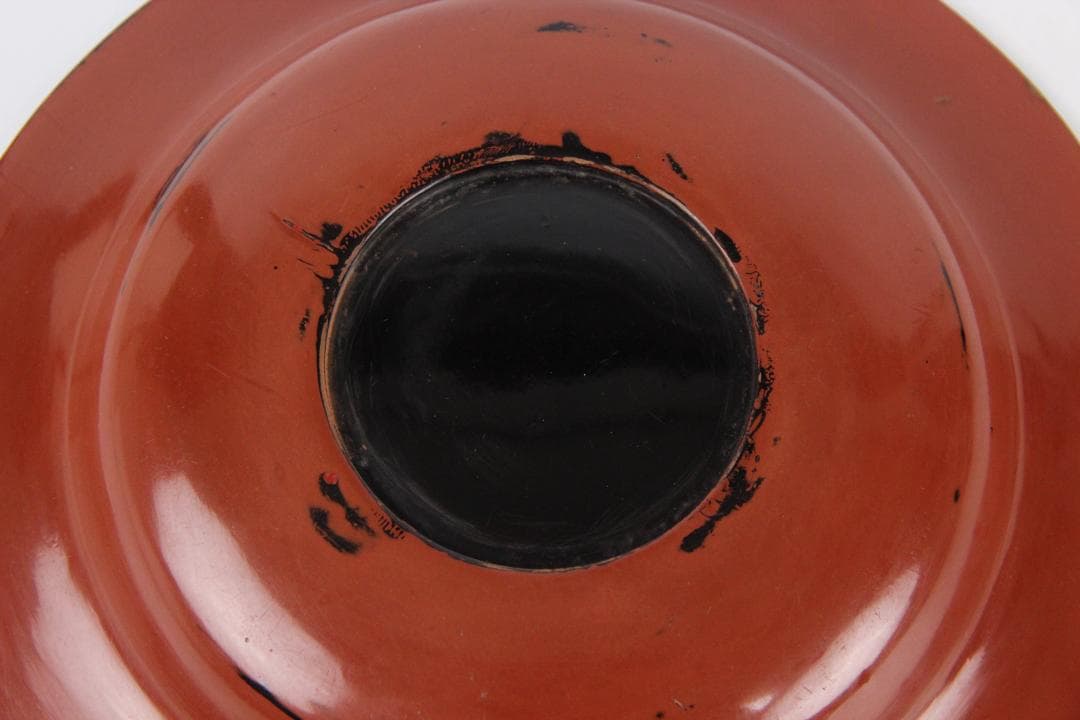 木製漆塗 根来 丸盆 煎茶盆 仏教美術 唐物 独酎盆 酒器盆 ED11-31