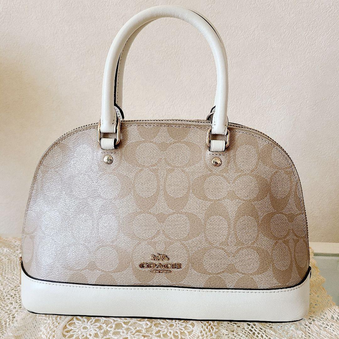 COACH☆シグネイチャー☆2WAYハンドバッグ ベージュ/ホワイト