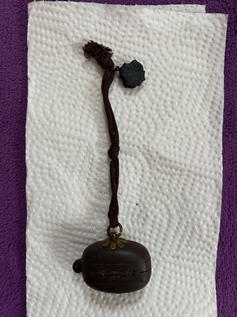 携帯用発火具 江戸時代 火縄銃 根付 方位磁針付き アンティーク 骨董