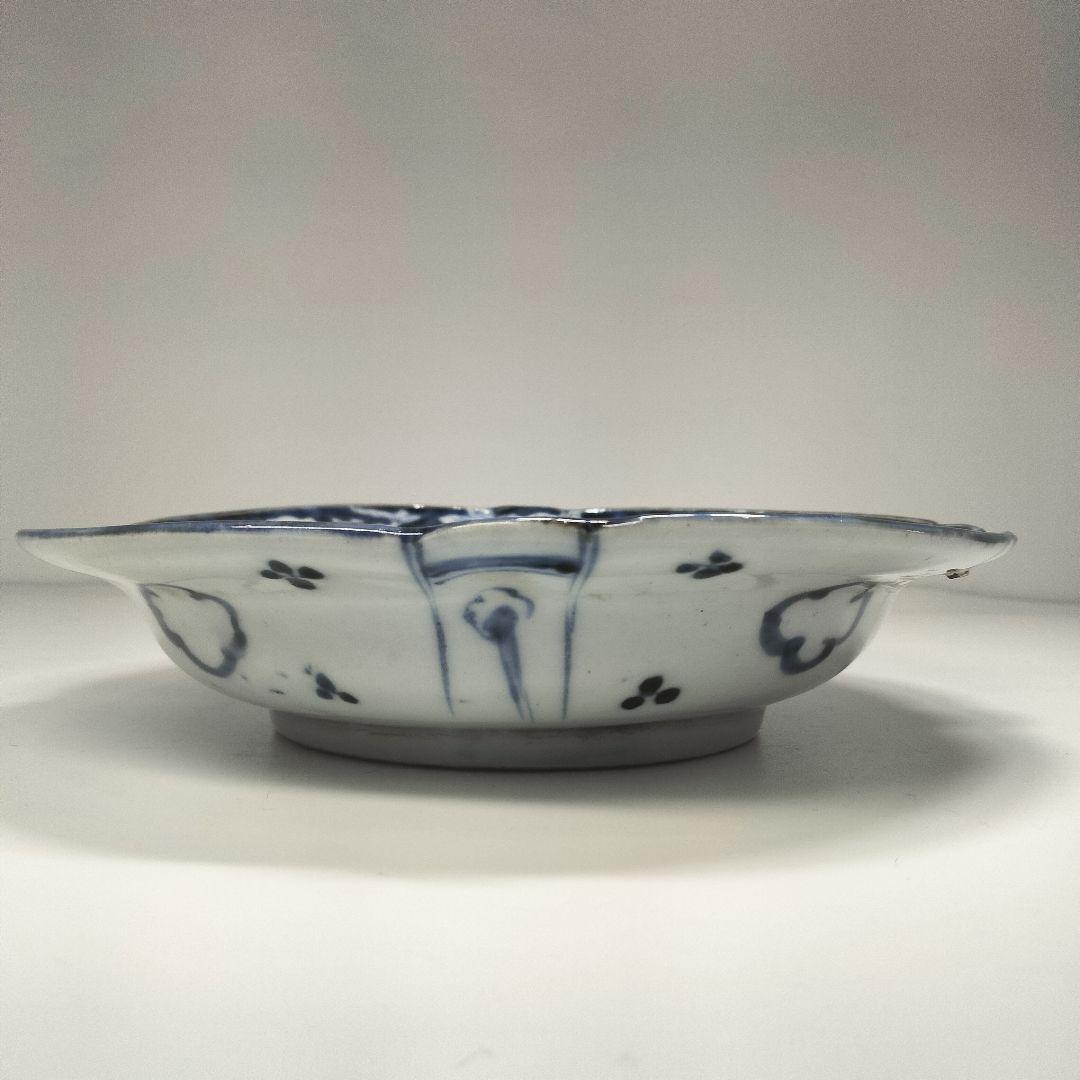 Ｙ556-6 明治期 古伊万里 染付 中皿 魚文 直径17㎝ QQQ