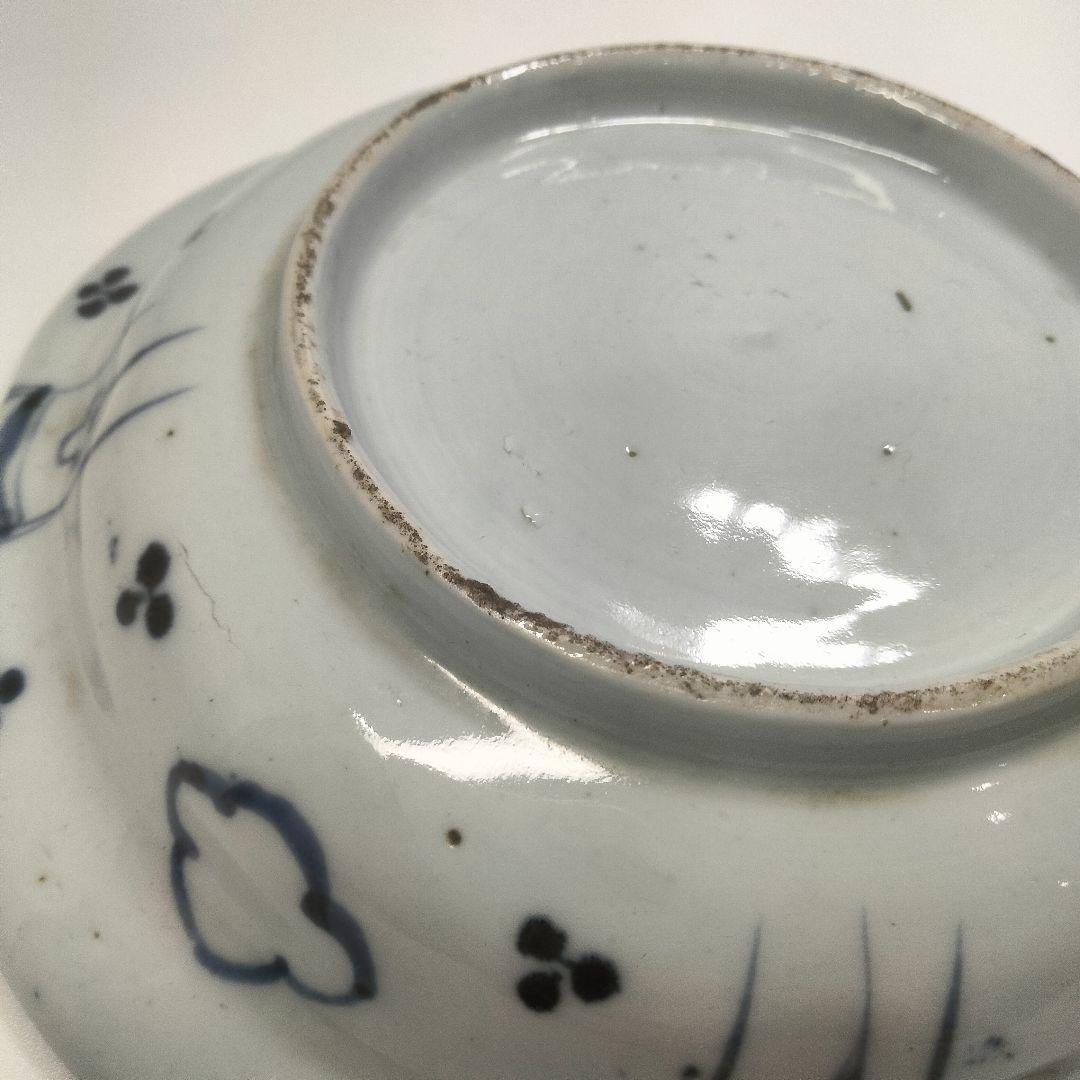 Ｙ556-6 明治期 古伊万里 染付 中皿 魚文 直径17㎝ QQQ