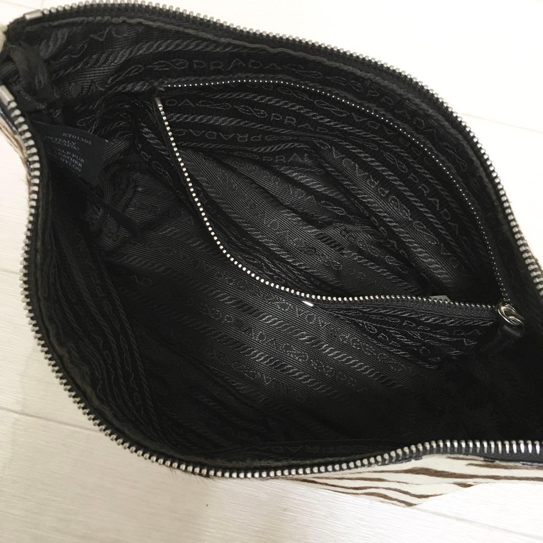 ☆超美品・白タグ付☆PRADA SIRIO ハラコ ゼブラ アクセサリーポーチ