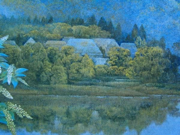 岩沢重夫、里の朝、希少な額装用画集より、新品高級額装付、状態良好