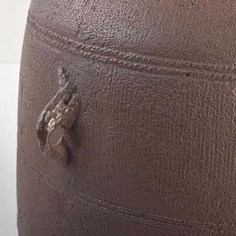 茶道具　釜師　畠春斎作　立俵釜　鉄釜　共箱　M　6614C