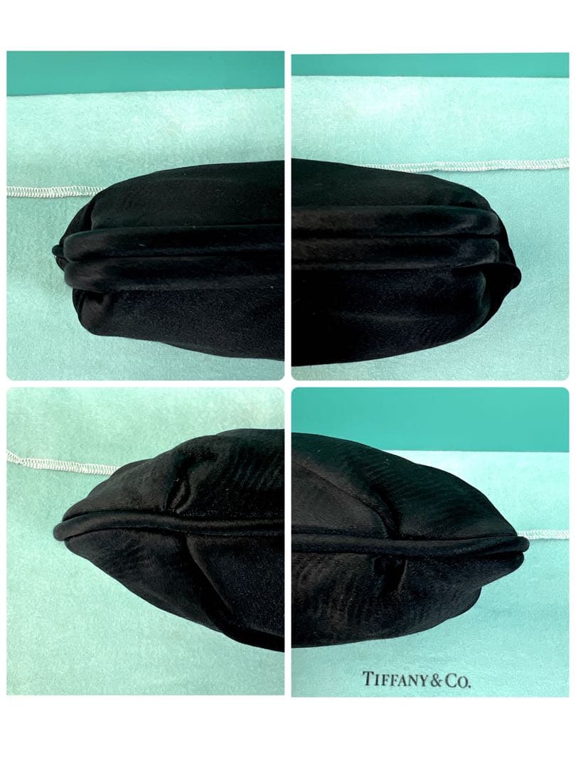 希少 ティファニー パーティーバッグ クラッチバッグ ブラックティファニーブルー
