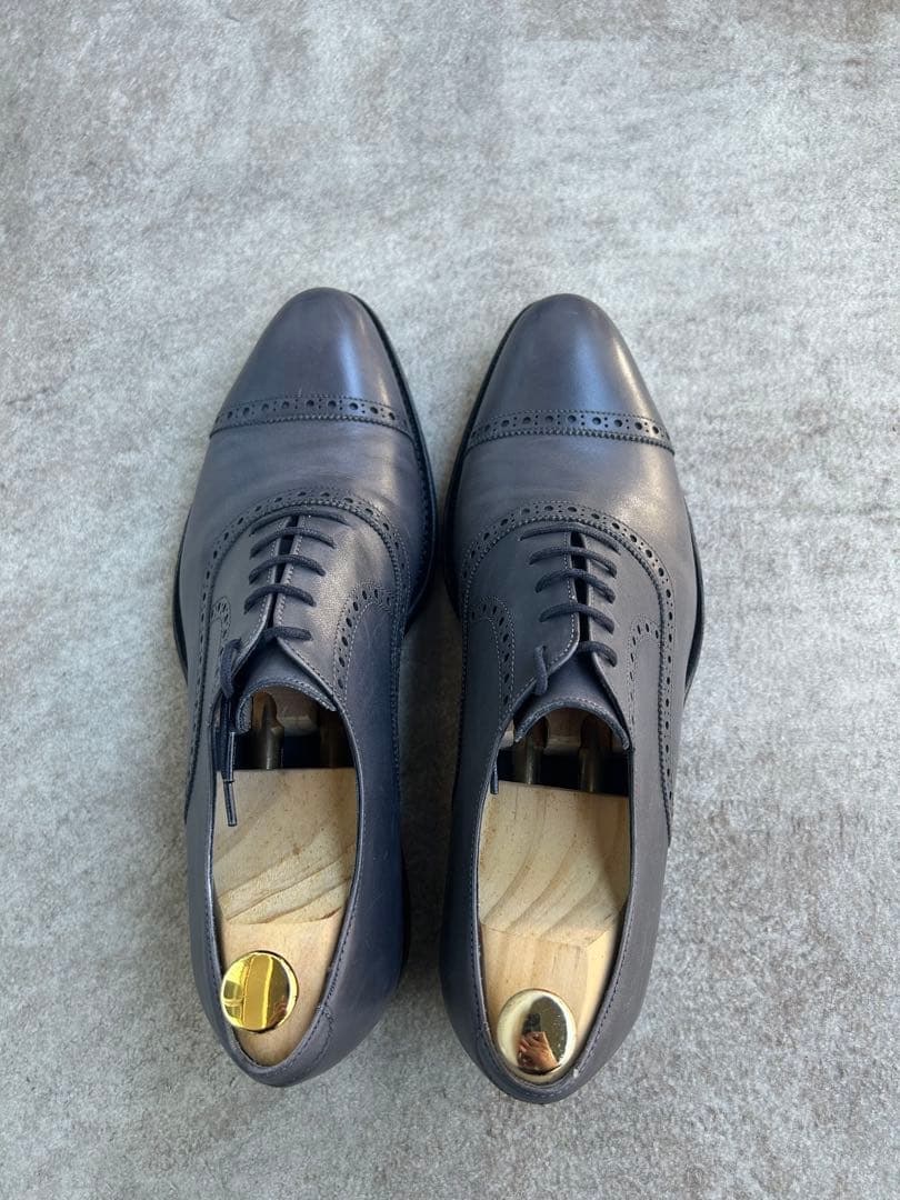 【美品】ジャランスリワヤ　クォーターブローグ　グレー　シューキーパー付