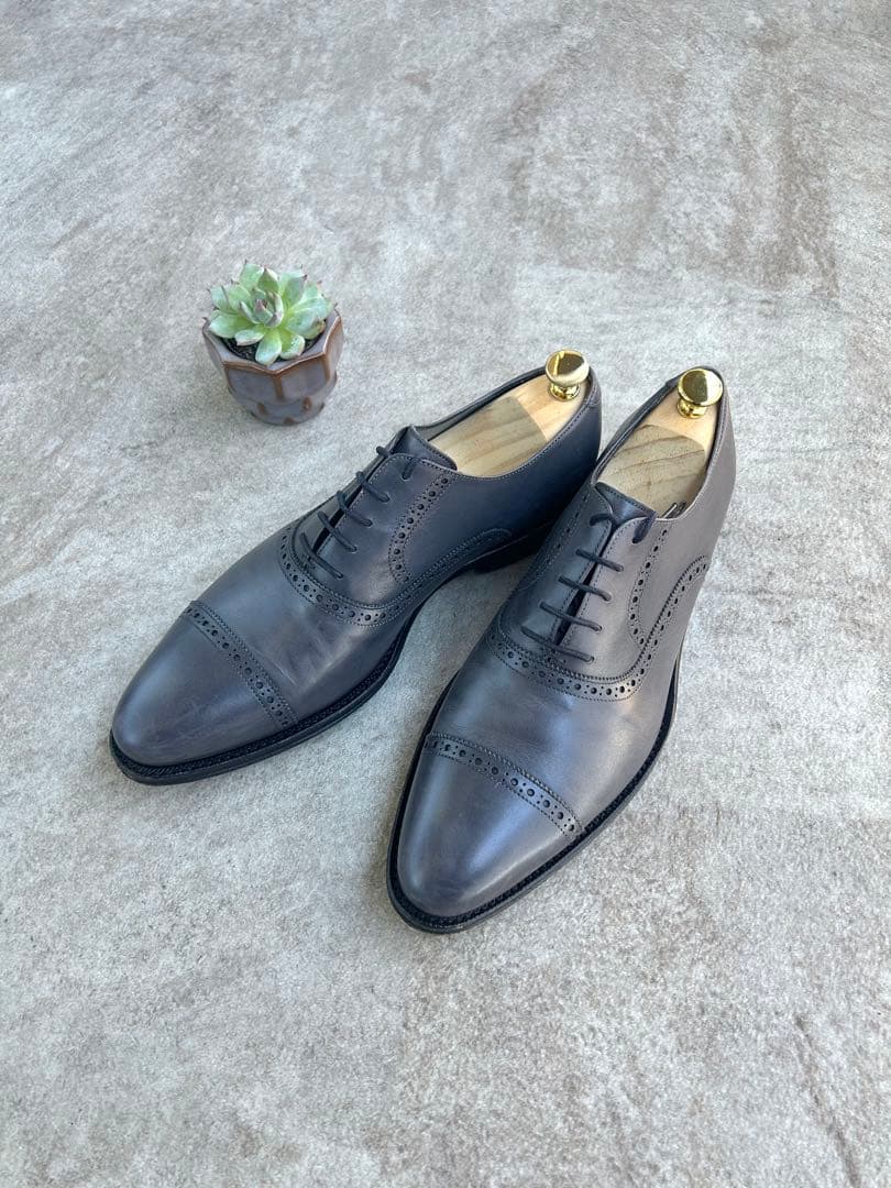 【美品】ジャランスリワヤ　クォーターブローグ　グレー　シューキーパー付