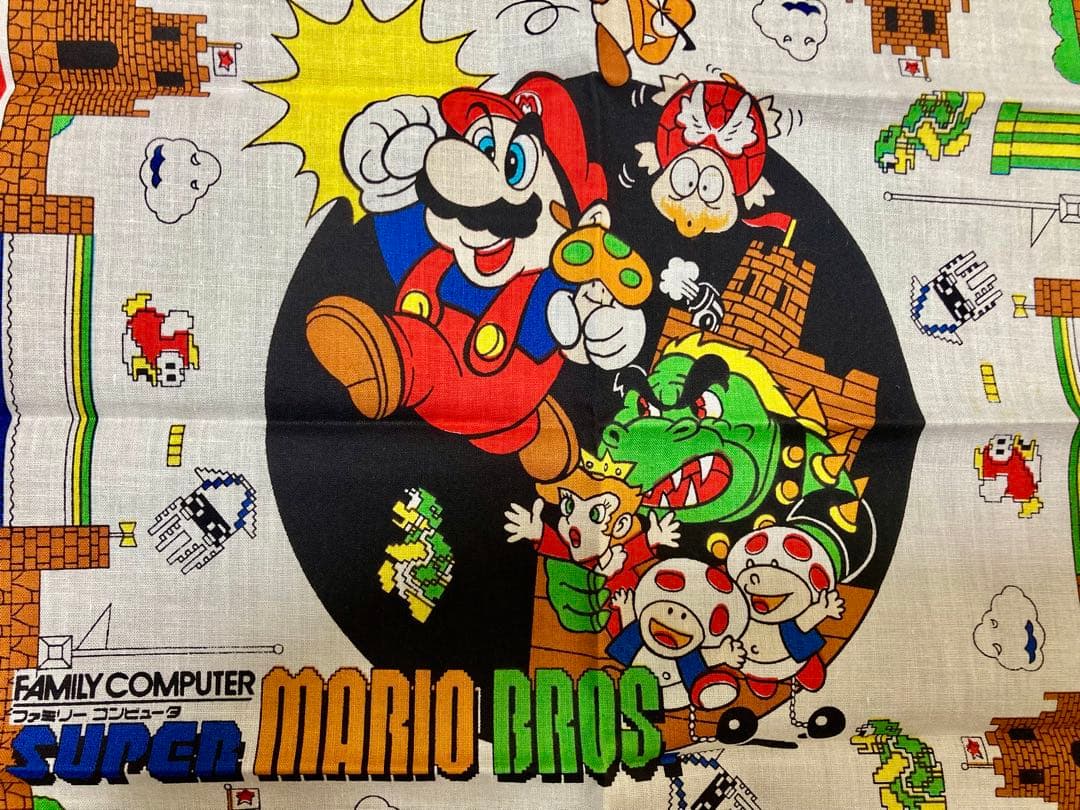 【極美品】スーパーマリオ ハンカチ 当時物 新品 1985 昭和レトロ 希少レア
