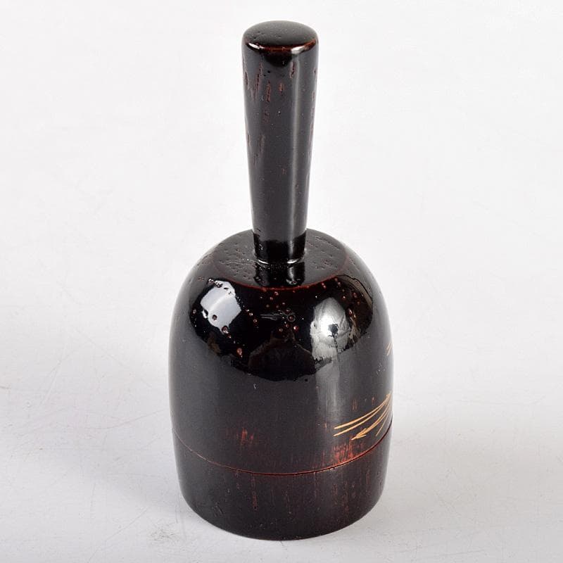 茶道具　光雲造　黒漆　金蒔絵鶴文　砧香合　紫野松長剛山極め箱　M　R5031