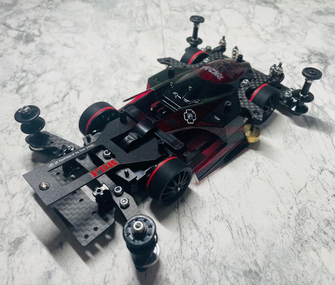 ミニ四駆MSスギヤマ式V字カット鳥居残しフレキ2軸ATスラダン1軸アンカー