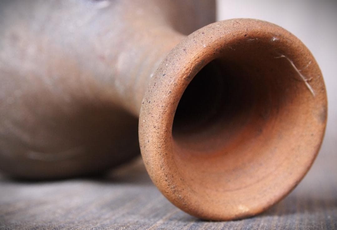 人気作家★中里隆【師：小山富士夫＆中里太郎右衛門】★唐津南蛮鶴首花入★共箱