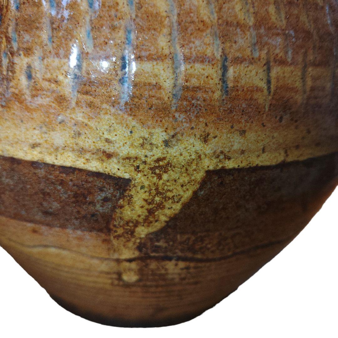 大堀相馬焼 飴釉薬徳利 跳び鉋仕上げ