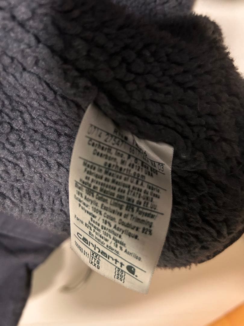 カーハート　裏ボア　ベスト　フード　ネイビー