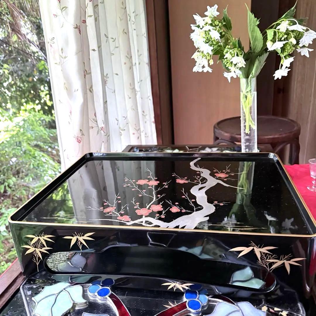 2192様感謝‼️JAPAN輪島塗お屠蘇器七つ揃い『松竹梅鶴』塗師松竹梅落款元箱入