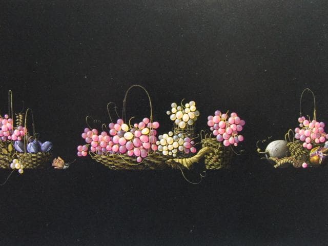 百瀬郷志、葡萄と南瓜と柘榴と　etc、希少な額装用画集より、新品高級額装付