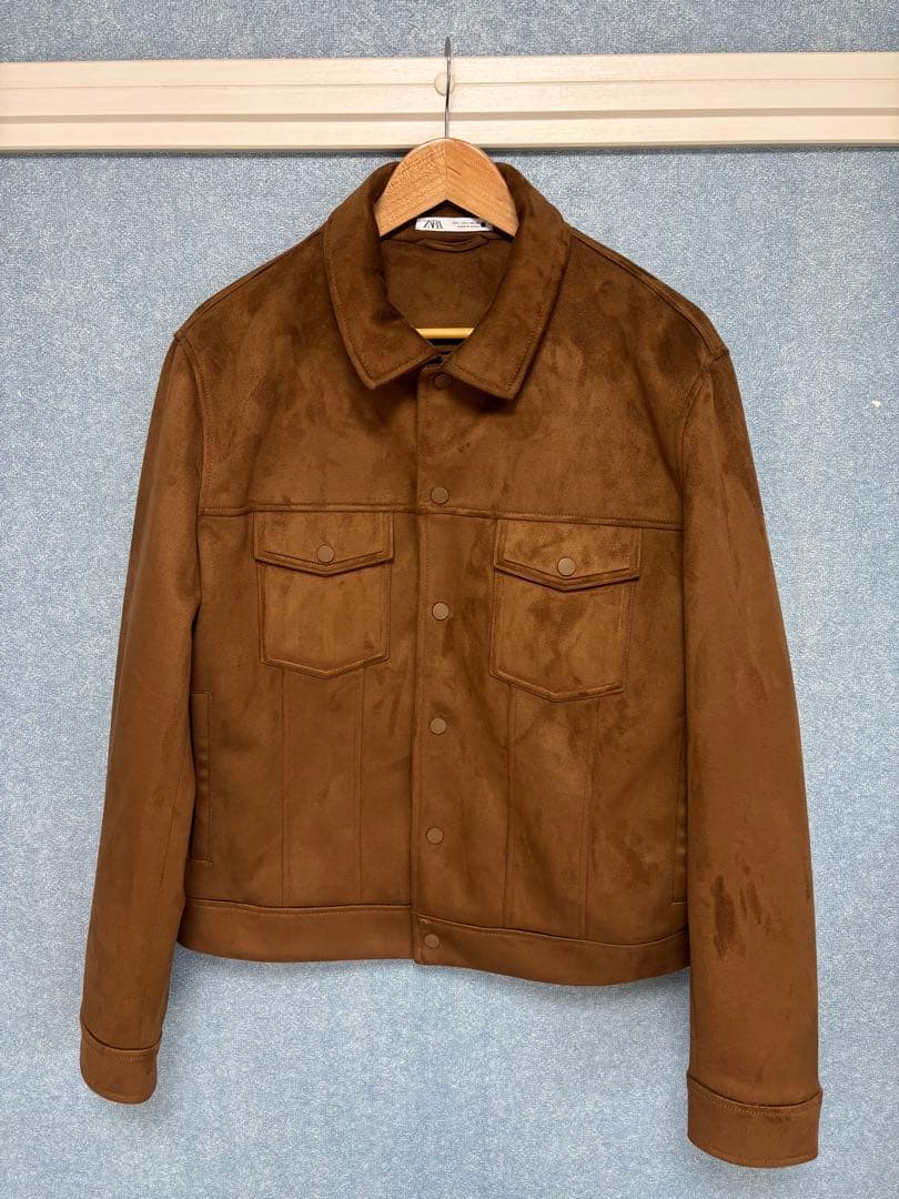 ZARA】 スエード風ジャケット（フェイクスエード）/ Lサイズ BROWN