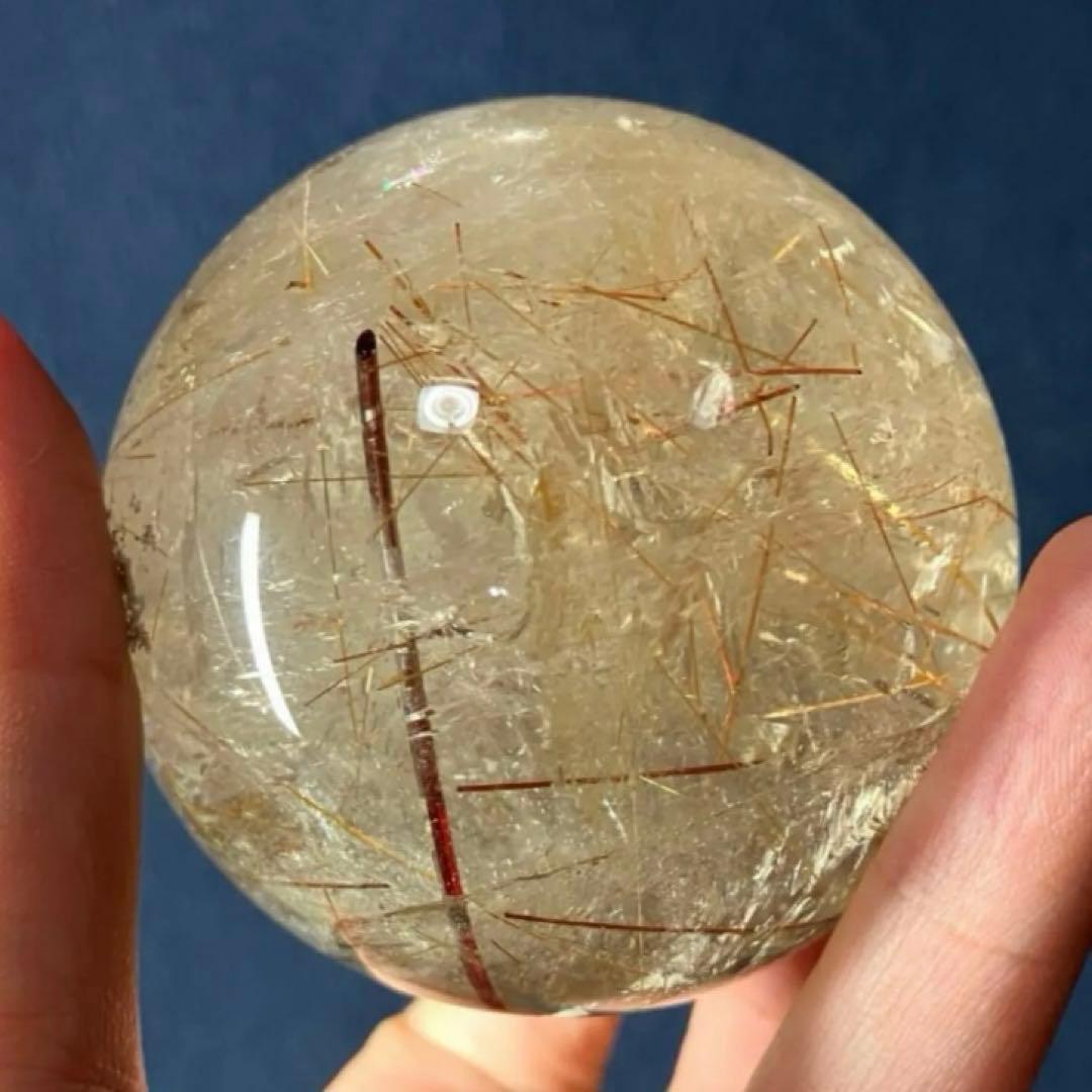 超絶綺麗✨63mm ゴールドルチルクォーツ丸玉スフィア金針水晶