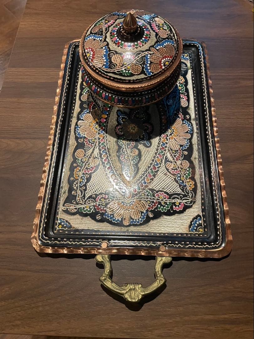 イラン現地購入・伝統工芸品・銅製トレーセット