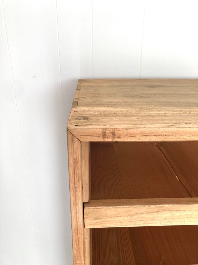 メンテ済】アンティークの二段収納棚 上下分割可 総桐 食器棚 剥離無