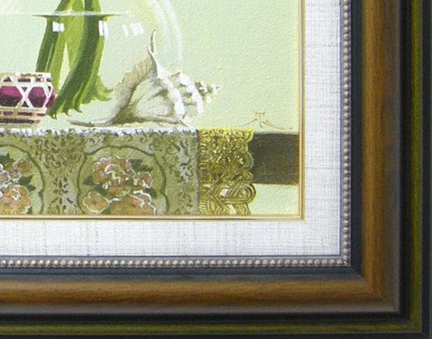 絵画田浦信勝 肉筆油絵 静物画 黄色いカラー テーブルクロス