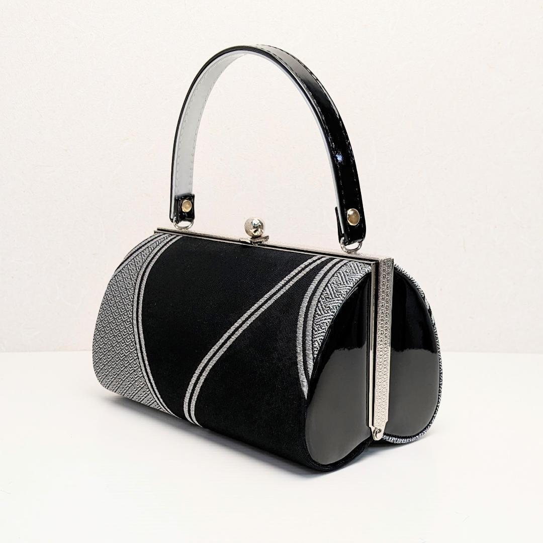 和装 草履バッグセット 帯地 黒 ブラック 3枚芯 フリーサイズ k15-13