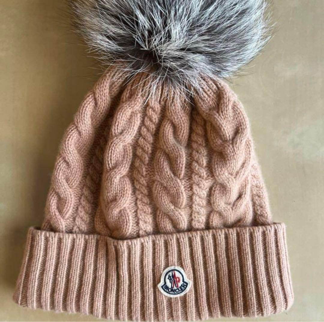 着用1回！MONCLER ベージュ ケーブル編み ニット帽