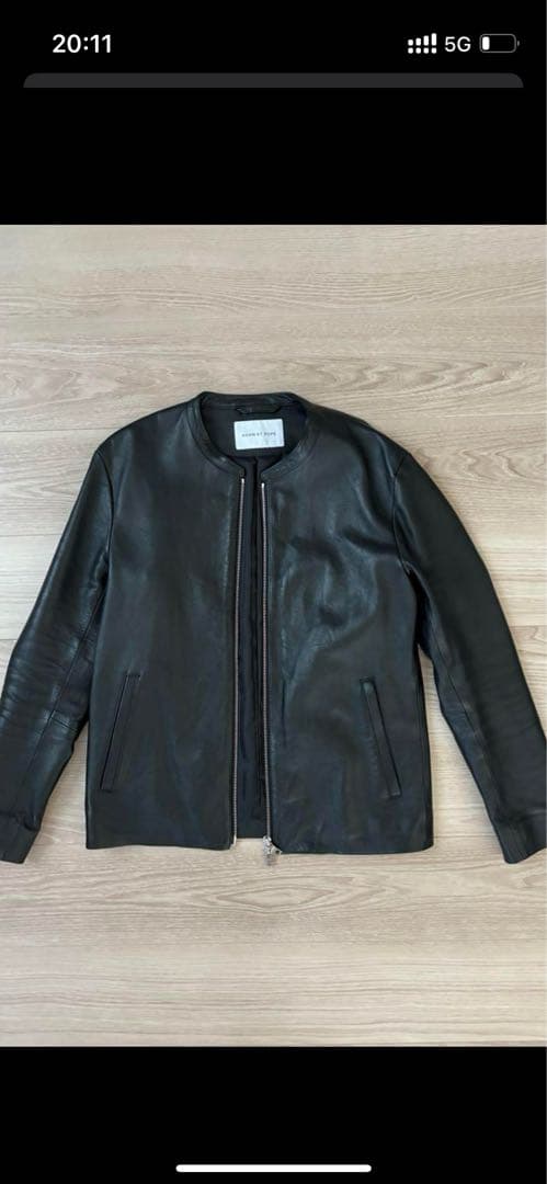 アダムエロペ レザージャケット ノーカラー ライダース M シープスキン