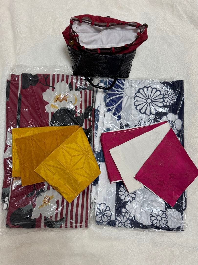 【人気ブランドの浴衣2着、帯着付けセット付き】 ［撫松庵］［SOU・SOU］