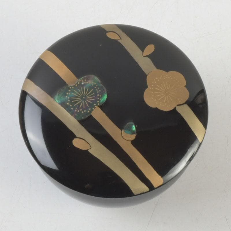 茶道具 輪島塗 岡本陽斉作 螺鈿装飾 春秋棗 共箱 V 9249