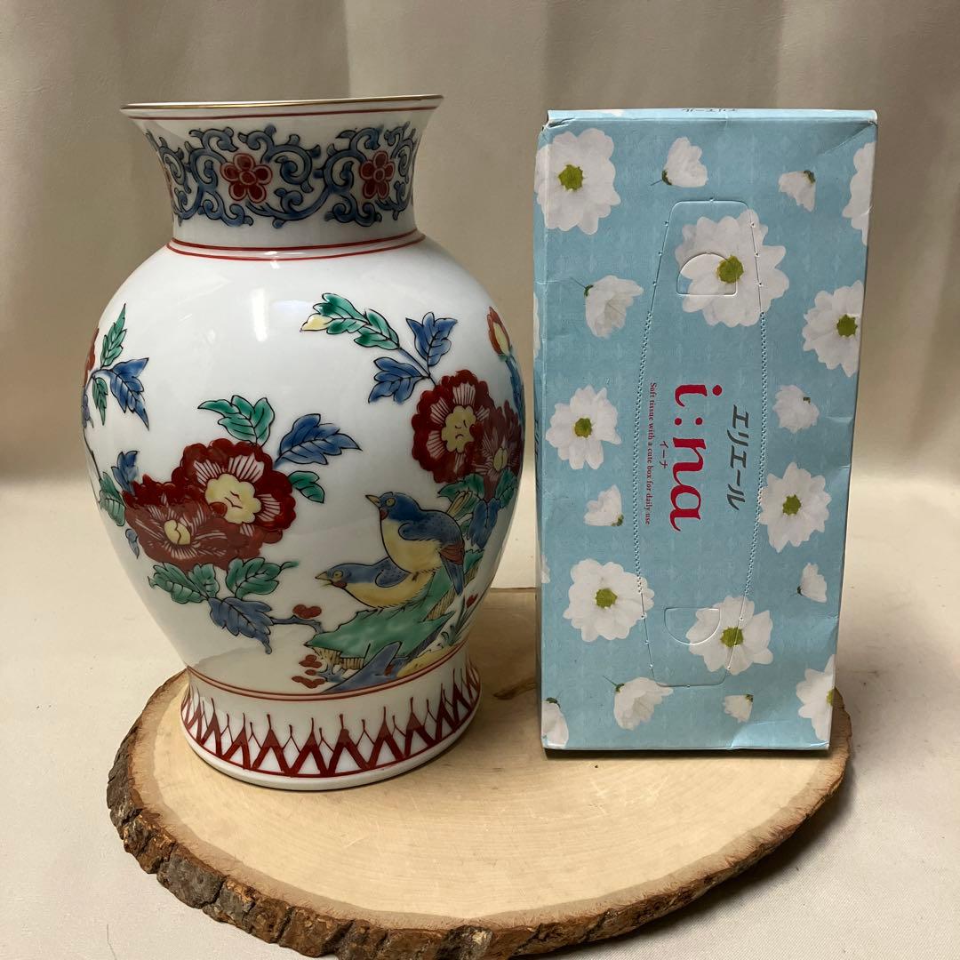 有田焼 秀峰作 花瓶 壺 フラワーベース 花鳥紋 木箱入 - メルカリ
