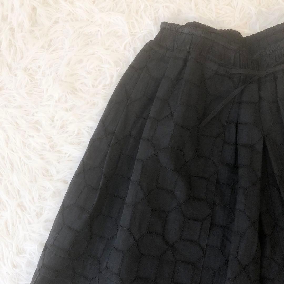 美品 ドゥロワー キュロットスカート ガウチョ コットン シルク ウエストゴム