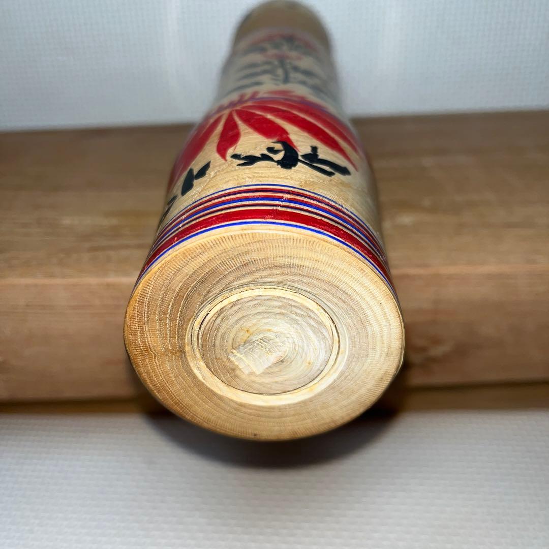 ⭕️伝統こけし 木地山こけし ⭕️超レア ⭕️自作赤色菊花ロクロ線