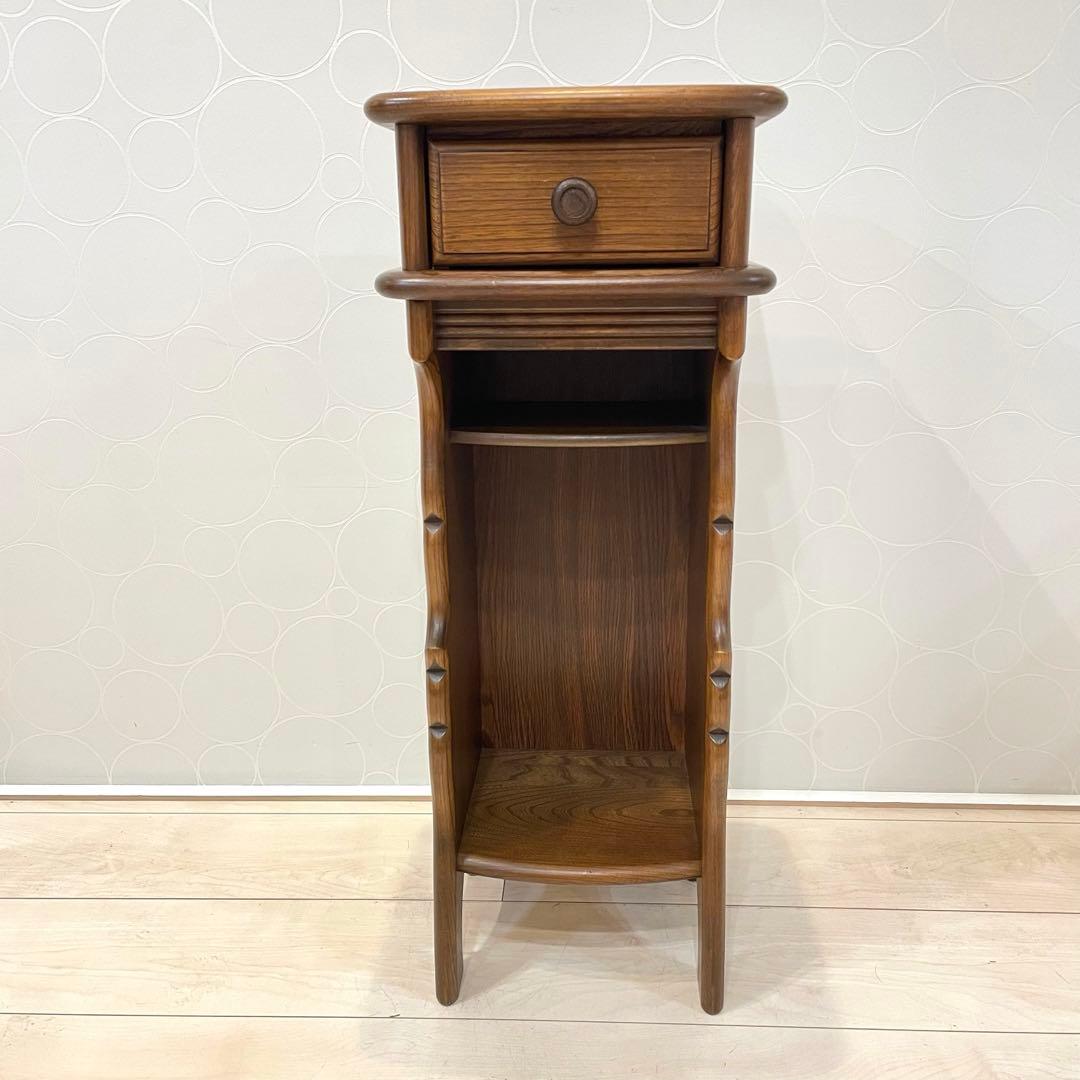 希少】オールドカリモク 電話台 アンティーク スリムラック サイドチェスト