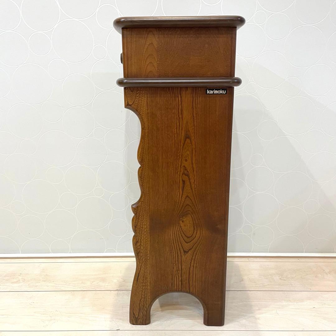 希少】オールドカリモク 電話台 アンティーク スリムラック サイドチェスト