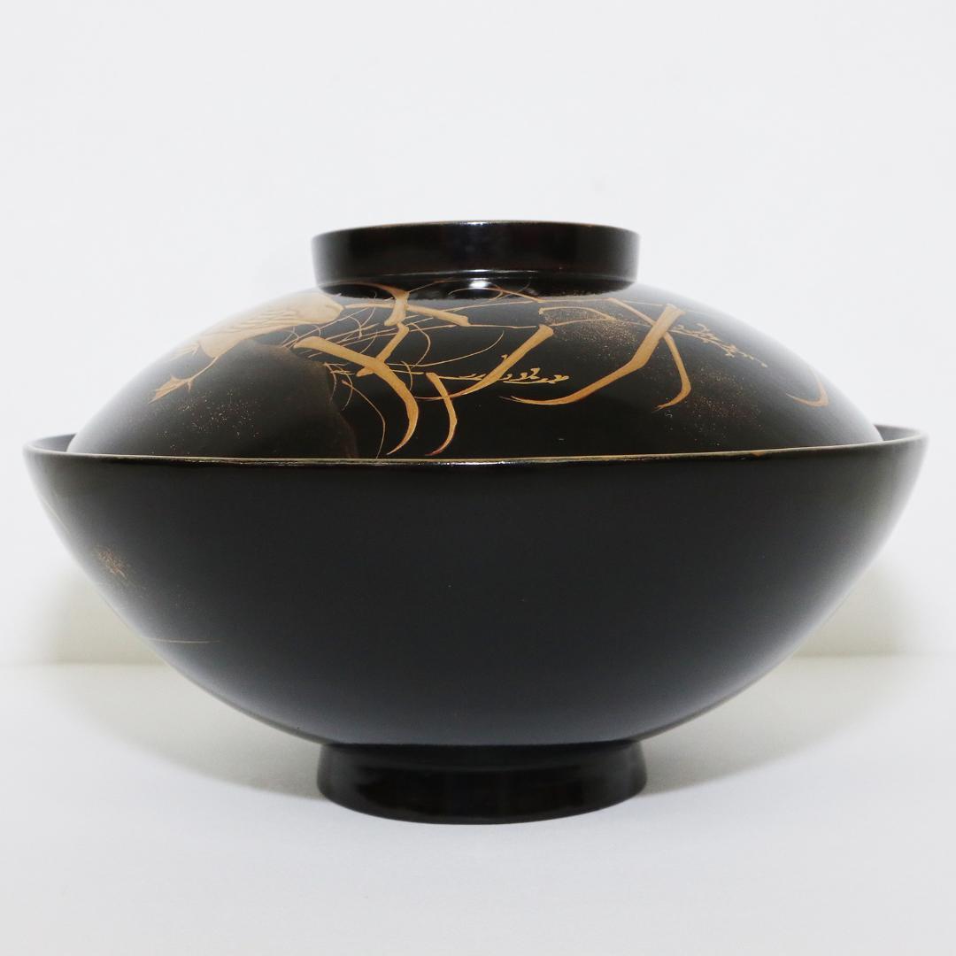 蒔絵 漆 懐石 汁椀 鶴 鳥 20客 1客蓋欠品 木製 吸物椀