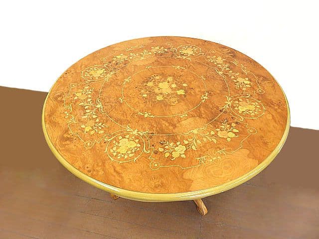 イタリア製 象嵌ダイニングテーブル 　　サイドテーブル/ラウンドテーブル